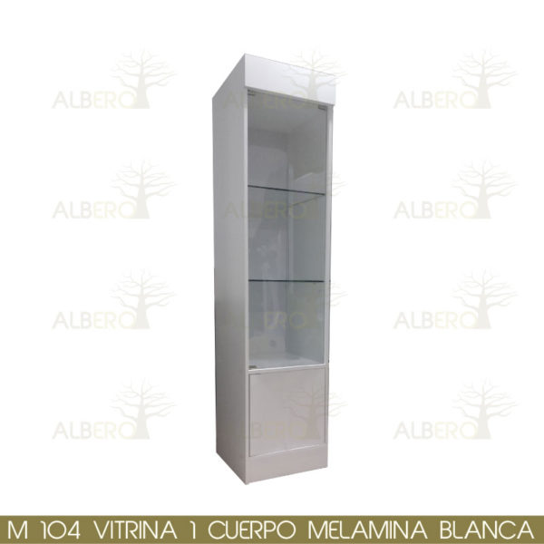 M-104 VITRINA 1 CUERPO MELAMINA BLANCA