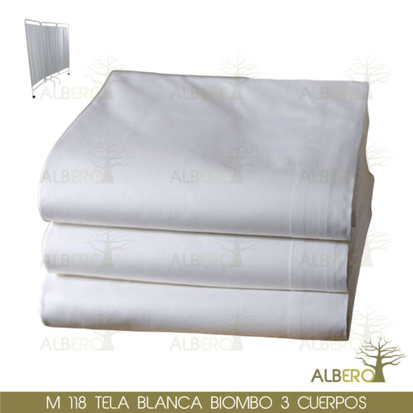 M-118 TELA BLANCA BIOMBO 3 CUERPOS