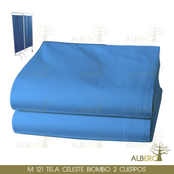 M-121 TELA CELESTE BIOMBO 2 CUERPOS