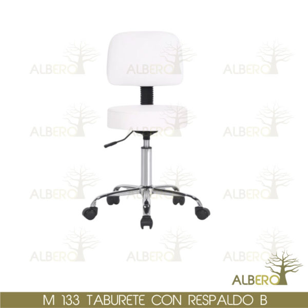 M-133 TABURETE CON RESPALDO BLANCO